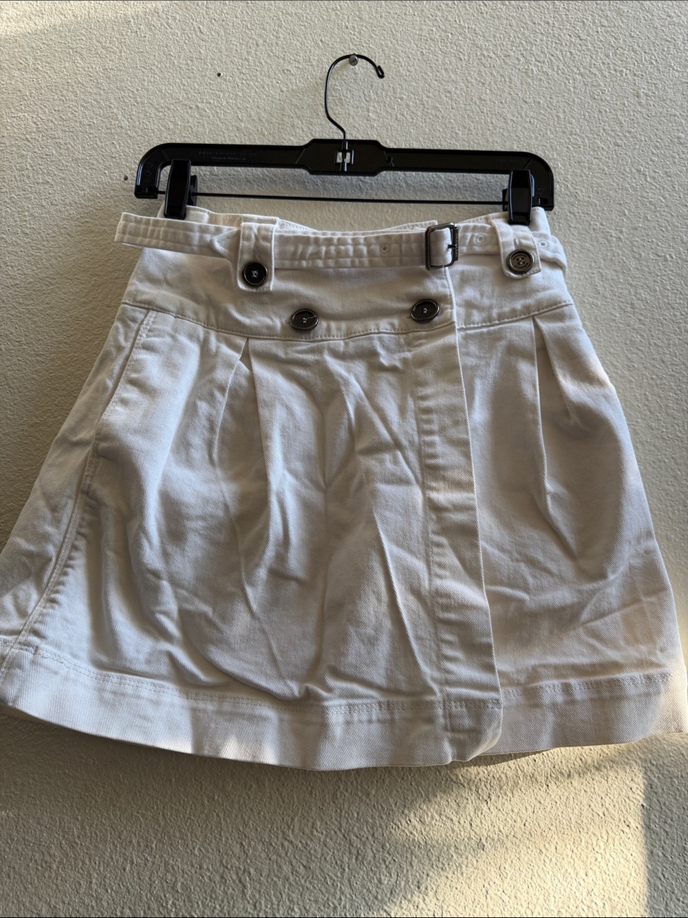 Burberry White Mini Jean Skirt with Button Detail
